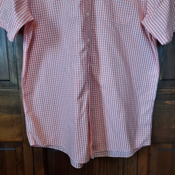 NWOT L.L. Bean Traditional Fit Wrinkle Resistant Orange Gingham Button Up Shirt - Picture 3 of 9